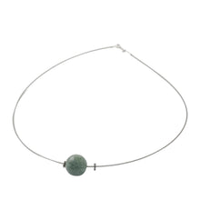 Load image into Gallery viewer, Minimalist Jade Pendant Necklace on Stainless Steel - Trajectory | NOVICA