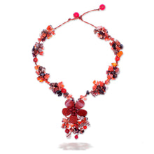 Load image into Gallery viewer, Floral Multi-Gemstone Beaded Pendant Necklace from Thailand - Dazzling Bloom | NOVICA