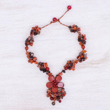 Load image into Gallery viewer, Floral Multi-Gemstone Beaded Pendant Necklace from Thailand - Dazzling Bloom | NOVICA