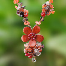 Load image into Gallery viewer, Floral Multi-Gemstone Beaded Pendant Necklace from Thailand - Dazzling Bloom | NOVICA