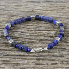 Load image into Gallery viewer, Lapis Lazuli and Silver Beaded Bracelet from Thailand - Indigo Dream | NOVICA