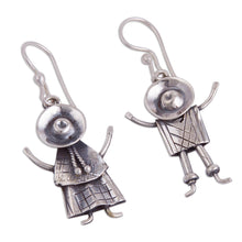 Load image into Gallery viewer, Sterling Silver Dangle Earrings of Andean People from Peru - Cuzco Love | NOVICA