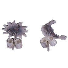 Load image into Gallery viewer, Sterling Silver Sun and Moon Stud Earrings from Peru - Stellar Royalty | NOVICA