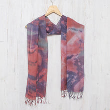 Load image into Gallery viewer, Tied-Dyed Cotton Wrap Scarf in Pink and Purple from Thailand - Fantastic Colors | NOVICA