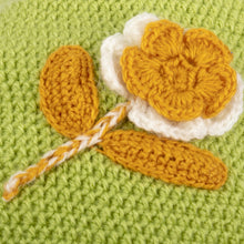 Load image into Gallery viewer, Floral Crocheted Alpaca Blend Hat in Chartreuse from Peru - Sweet Blossom | NOVICA
