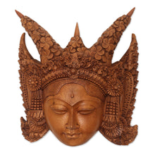 Load image into Gallery viewer, Suar Wood Wall Mask of a Legong Kraton Dancer from Bali - Legong Kraton | NOVICA