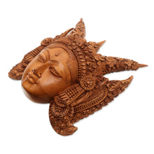 Load image into Gallery viewer, Suar Wood Wall Mask of a Legong Kraton Dancer from Bali - Legong Kraton | NOVICA