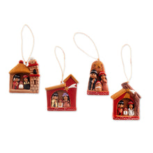Load image into Gallery viewer, 4 Ceramic Christmas Ornaments with Ayacucho Nativity Scenes - Ayacucho Nativities | NOVICA