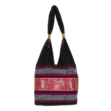 Load image into Gallery viewer, Elephant Cotton Blend Shoulder Bag in Ruby from Thailand - Thai Elephants in Ruby | NOVICA