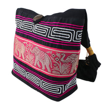 Load image into Gallery viewer, Elephant Cotton Blend Shoulder Bag in Ruby from Thailand - Thai Elephants in Ruby | NOVICA