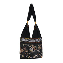 Load image into Gallery viewer, Floral Cotton Shoulder Bag from Thailand - Floral Nighttime | NOVICA