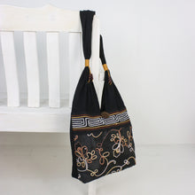 Load image into Gallery viewer, Floral Cotton Shoulder Bag from Thailand - Floral Nighttime | NOVICA