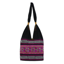 Load image into Gallery viewer, Cotton Blend Shoulder Bag in Pink from Thailand - Charming Diamonds | NOVICA