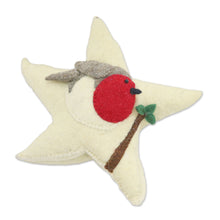 Load image into Gallery viewer, Star-Shaped Wool Felt Tree Topper from India - Robin Star | NOVICA