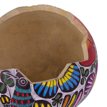 Load image into Gallery viewer, Hand-Painted Birds and Flowers Gourd Decorative Box - Dawn's Song | NOVICA