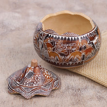 Load image into Gallery viewer, Hand Carved Gourd Decorative Box with Harvest Dance Scene - Harvest Dance | NOVICA