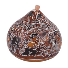 Load image into Gallery viewer, Hand Carved Gourd Decorative Box with Harvest Dance Scene - Harvest Dance | NOVICA
