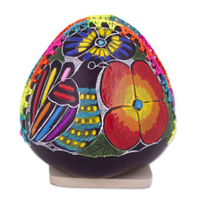 Load image into Gallery viewer, Colorful Bird and Flowers Hand Painted Gourd Napkin Holder - Birdsong Garden | NOVICA