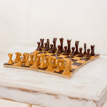 Load image into Gallery viewer, Tempisque and Salmwood Chess Set from Nicaragua - Twisted Battle | NOVICA