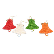 Load image into Gallery viewer, Handcrafted Natural Fiber Bell Holiday Ornaments (Set of 4) - Joyous Bells | NOVICA