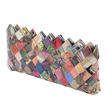 Load image into Gallery viewer, Handcrafted Multicolor Recycled Magazine Paper 4 Inch Clutch - Fashion Fiesta | NOVICA