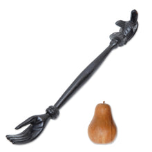 Load image into Gallery viewer, Black Turtle Themed Wood Back Scratcher Hand Carved in Bali - Turtle Relief in Black | NOVICA