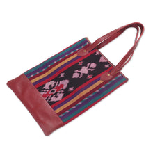 Load image into Gallery viewer, Handcrafted Jepara Ikat Leather Accent Cotton Shoulder Bag - Jepara Weave | NOVICA