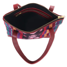 Load image into Gallery viewer, Handcrafted Jepara Ikat Leather Accent Cotton Shoulder Bag - Jepara Weave | NOVICA