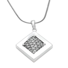 Load image into Gallery viewer, Woven Sterling Silver Diamond Shaped Pendant Necklace - Weaving Ketupats | NOVICA