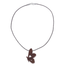 Load image into Gallery viewer, Butterfly Pendant Necklace with Recycled Wood from Peru - Free to Fly | NOVICA