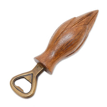Load image into Gallery viewer, Handcrafted Wood Lotus Bottle Opener in Brown from Bali - Young Lotus in Brown | NOVICA