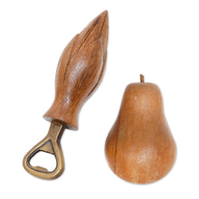 Load image into Gallery viewer, Handcrafted Wood Lotus Bottle Opener in Brown from Bali - Young Lotus in Brown | NOVICA