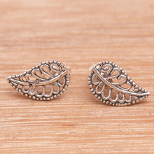 Load image into Gallery viewer, Balinese Leaf Shaped Sterling Silver Drop Earrings - Leafy Wonder | NOVICA