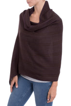 Load image into Gallery viewer, Iris Purple with Olive Green Woven Alpaca Fringed Shawl - Iris Fields | NOVICA