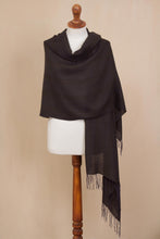 Load image into Gallery viewer, Iris Purple with Olive Green Woven Alpaca Fringed Shawl - Iris Fields | NOVICA