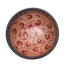 Load image into Gallery viewer, Floral Motif Batik Wood Decorative Bowl from Bali - Lok Chan Flowers | NOVICA