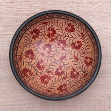 Load image into Gallery viewer, Floral Motif Batik Wood Decorative Bowl from Bali - Lok Chan Flowers | NOVICA