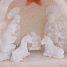 Load image into Gallery viewer, White Huamanga Stone Hand Carved Nativity Sculpture - Beautiful Nativity | NOVICA
