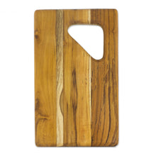 Load image into Gallery viewer, Teak Wood Charcuterie Board with a Handle from Guatemala - Sophisticated Bartender | NOVICA