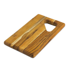 Load image into Gallery viewer, Teak Wood Charcuterie Board with a Handle from Guatemala - Sophisticated Bartender | NOVICA