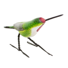 Load image into Gallery viewer, Handcrafted Red-Headed Anna's Hummingbird Ceramic Figurine - Anna's Hummingbird | NOVICA
