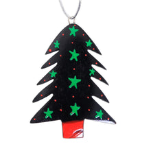 Load image into Gallery viewer, Mahogany Wood Hand Painted Tree Ornaments (Set of 4) - Starlit Tree | NOVICA