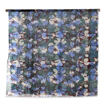 Load image into Gallery viewer, Blue and Green Floral Motif Wool Shawl from India - Delight of Spring | NOVICA