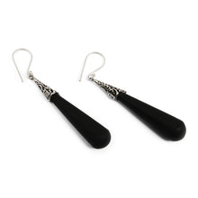 Load image into Gallery viewer, Sterling Silver Lava Stone Midnight Drops Dangle Earrings - Midnight Drops | NOVICA