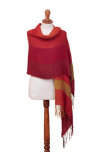 Load image into Gallery viewer, Hand Woven Striped Alpaca Blend Shawl from Peru - Sunset Celebration | NOVICA