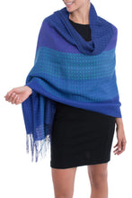 Load image into Gallery viewer, Hand Woven Striped Alpaca Blend Shawl from Peru - Serene Glory | NOVICA