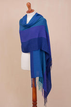 Load image into Gallery viewer, Hand Woven Striped Alpaca Blend Shawl from Peru - Serene Glory | NOVICA