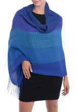 Load image into Gallery viewer, Hand Woven Striped Alpaca Blend Shawl from Peru - Serene Glory | NOVICA