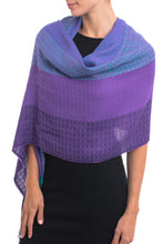 Load image into Gallery viewer, Hand Woven Striped Alpaca Blend Shawl from Peru - Serene Radiance | NOVICA