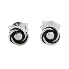 Load image into Gallery viewer, Combination Finish Sterling Silver Stud Earrings - Cyclone Gleam | NOVICA